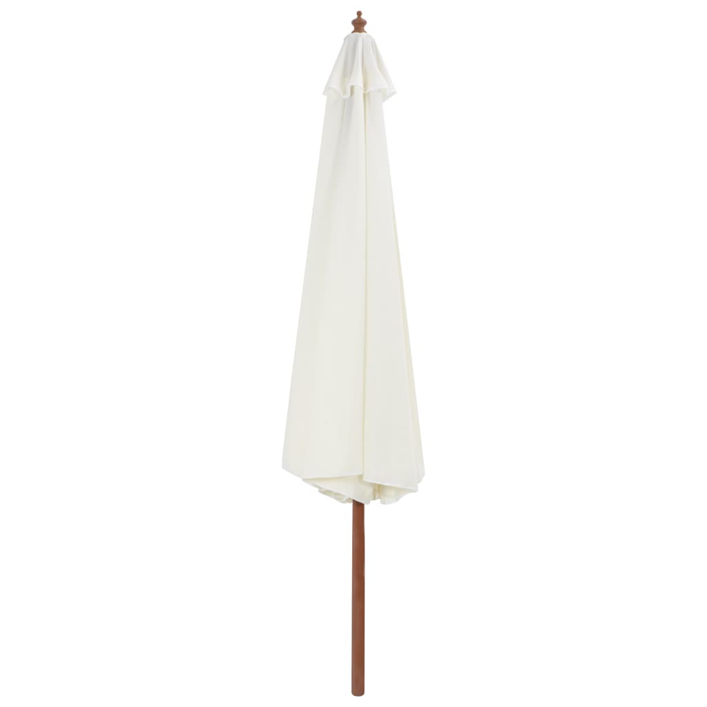 vidaXL Outdoor Parasol with Wooden Pole 137.8" Sand White