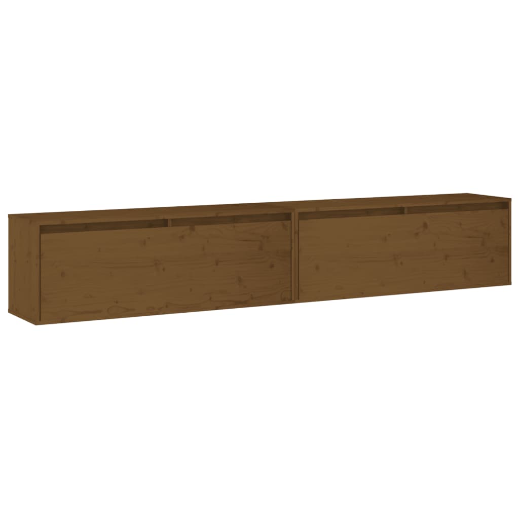 vidaXL Wall Cabinets 2pcs Honey Brown 39.4"x11.8"x13.8" Solid Wood Pine