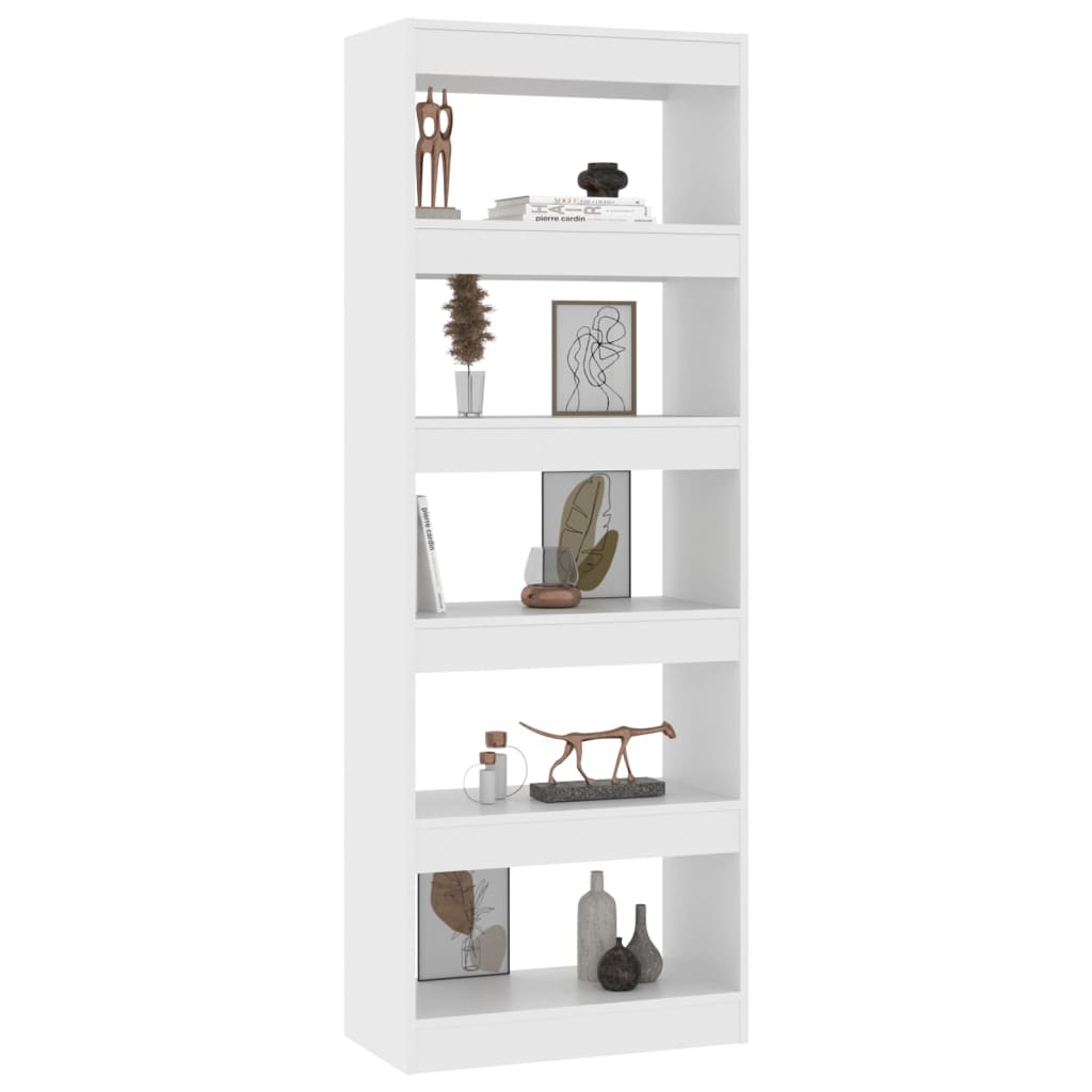 vidaXL Book Cabinet/Room Divider White 23.6"x11.8"x65.4" Engineered Wood