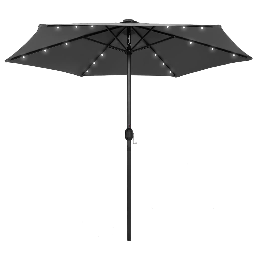 vidaXL Parasol with LED Lights and Aluminum Pole 106.3" Anthracite