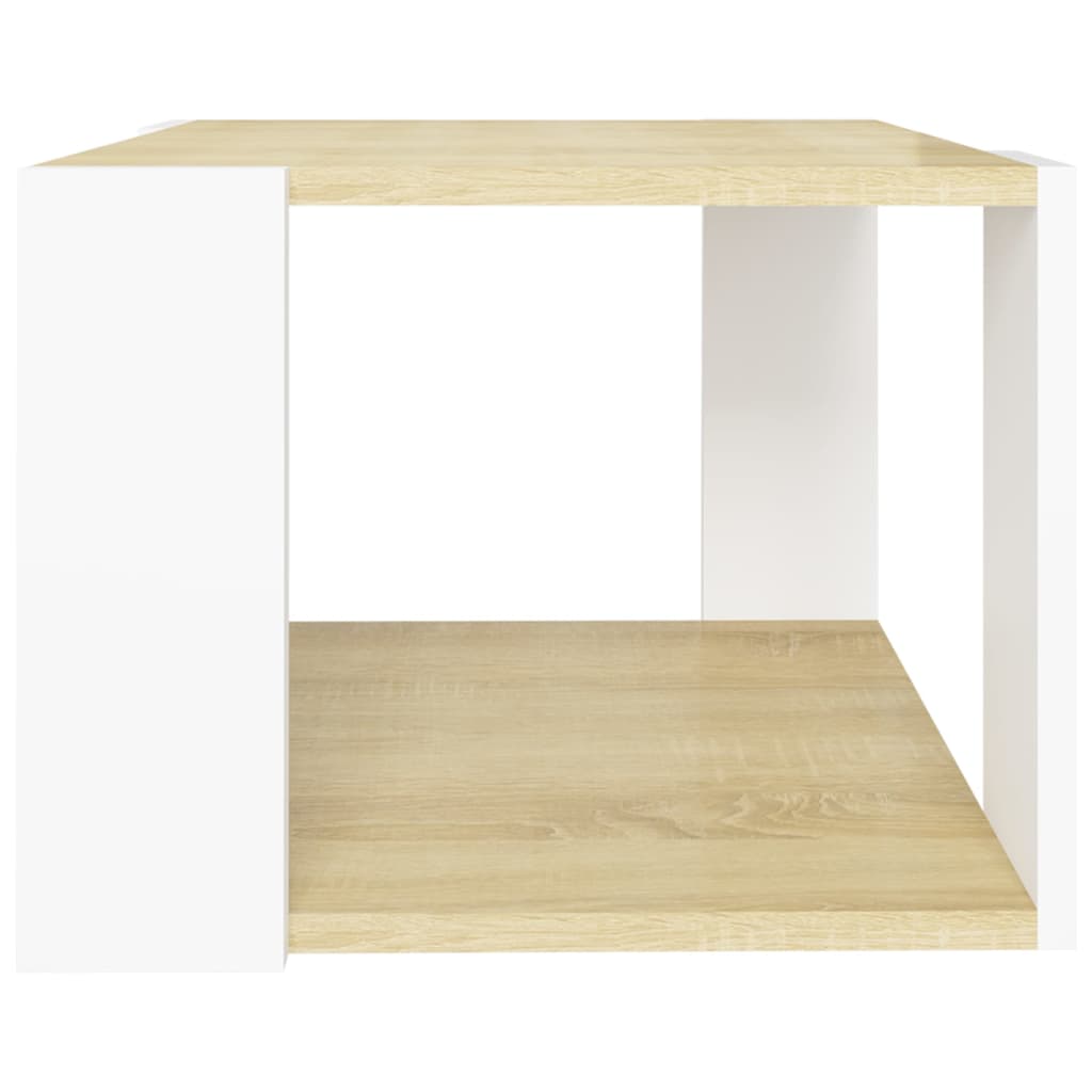 vidaXL Coffee Table Sonoma Oak and White 16"x16"x12" Engineered Wood