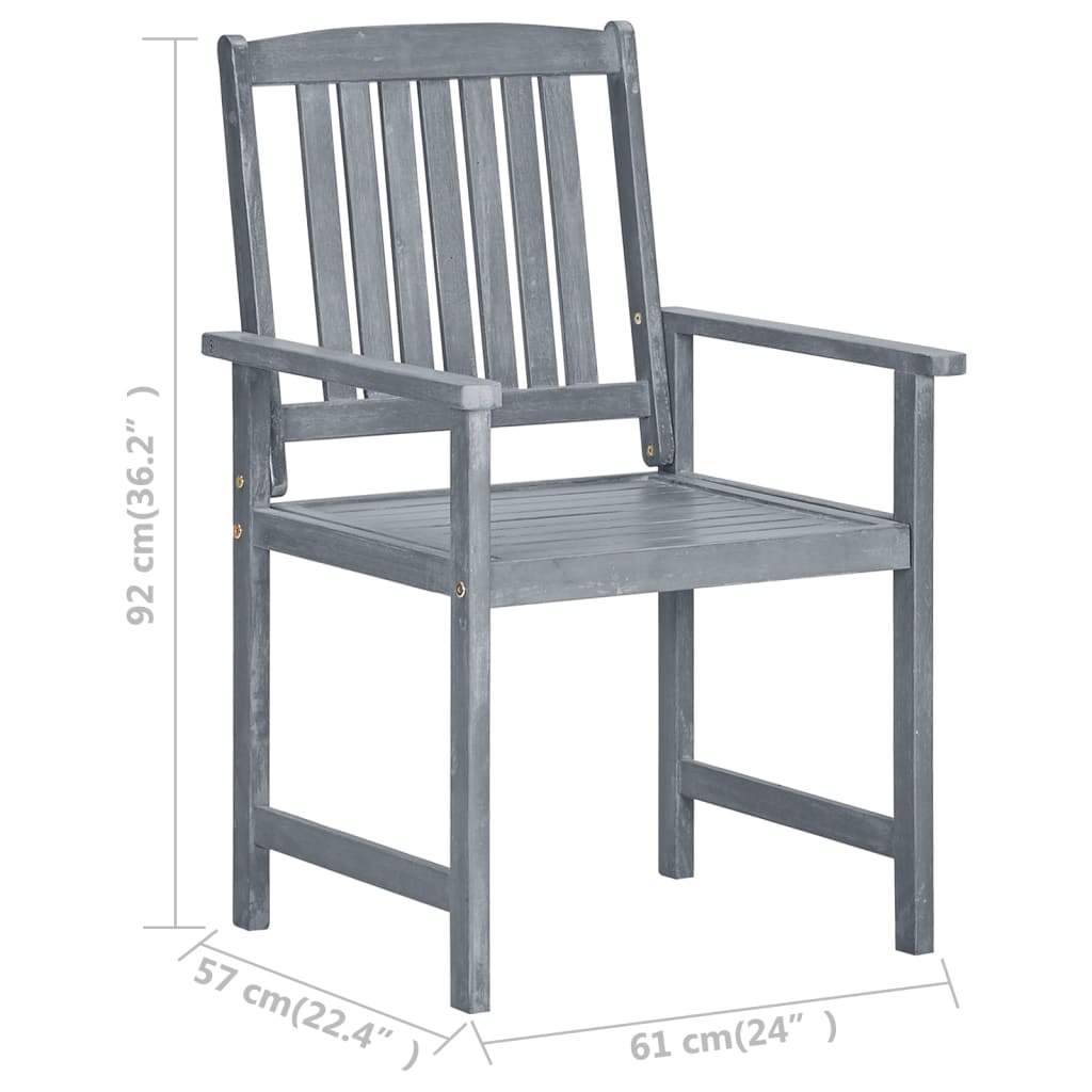 vidaXL Patio Chairs with Cushions 2 pcs Gray Solid Acacia Wood