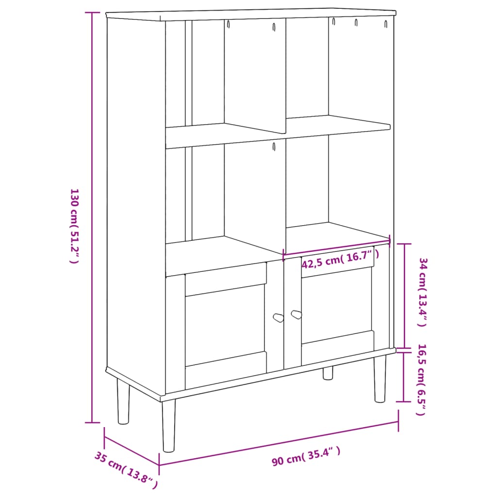 vidaXL Bookcase SENJA Rattan Look White 35.4"x13.8"x51.2" Solid Wood Pine