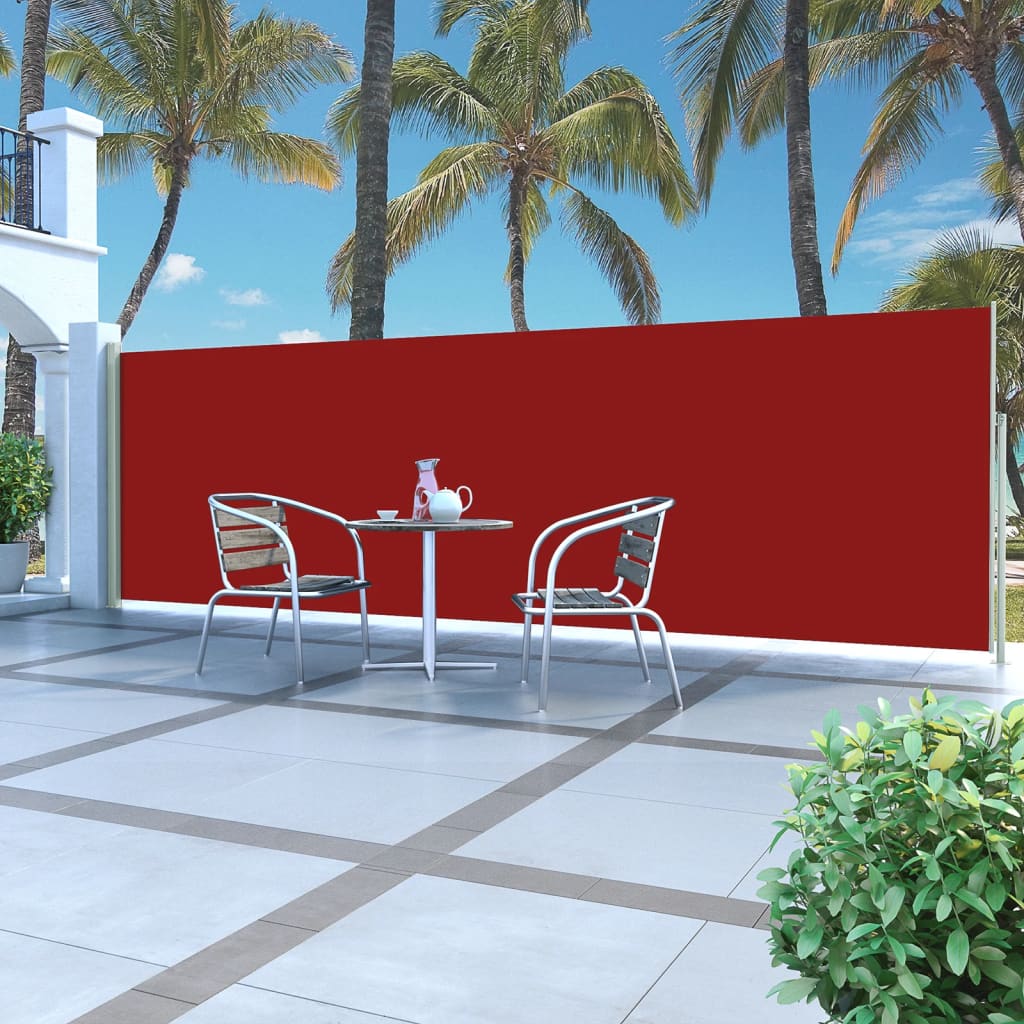 vidaXL Retractable Side Awning 63"x196.9" Red