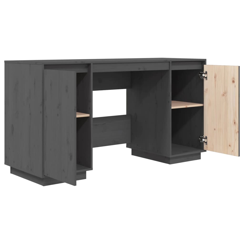 vidaXL Desk Gray 55.1"x19.7"x29.5" Solid Wood Pine