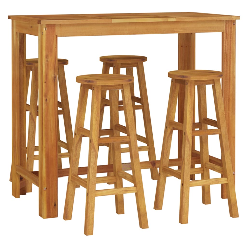 vidaXL 5 Piece Patio Bar Set Solid Wood Acacia