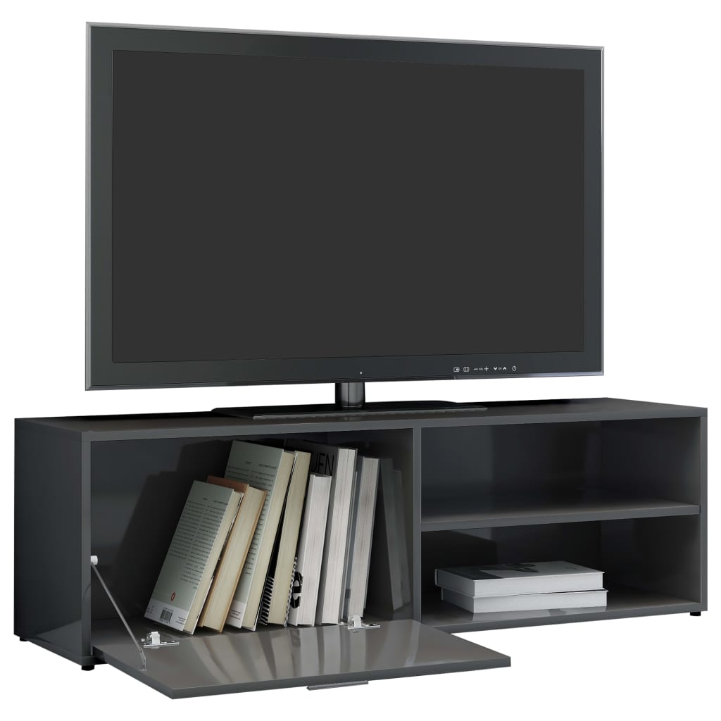 vidaXL TV Stand High Gloss Gray 47.2"x13.4"x14.6" Engineered Wood