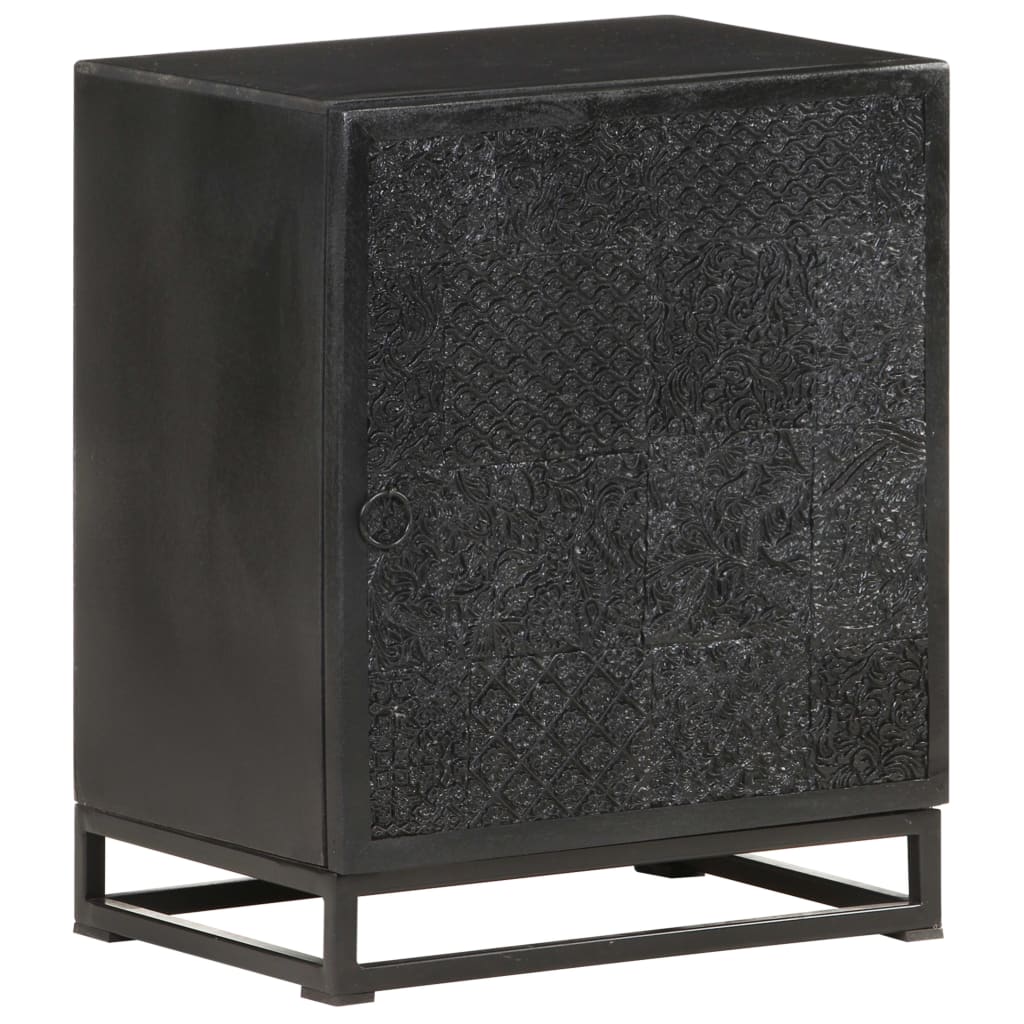 vidaXL Bedside Cabinet Black 15.7"x11.8"x19.7" Solid Acacia and Mango Wood
