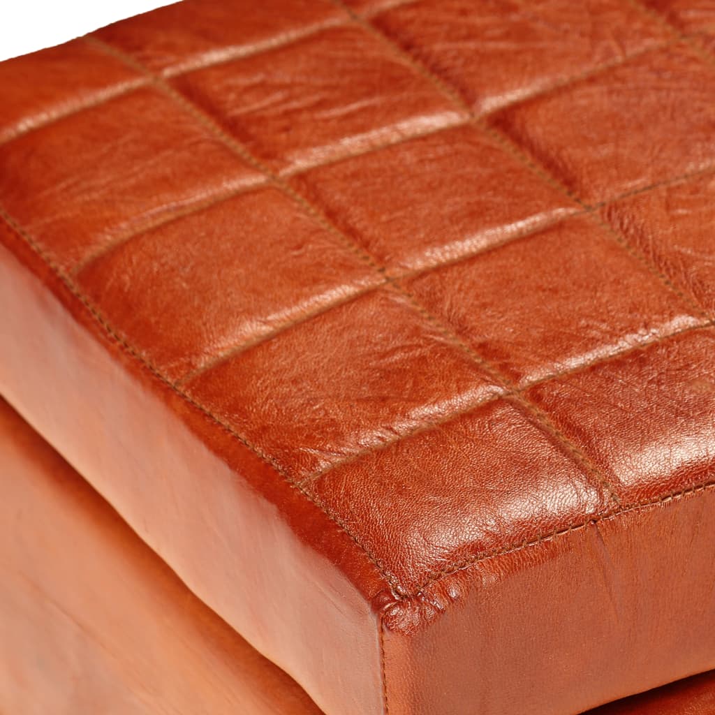 vidaXL Storage Bench Solid Mango Wood Real Leather 47.2"x14.2"x14.2"