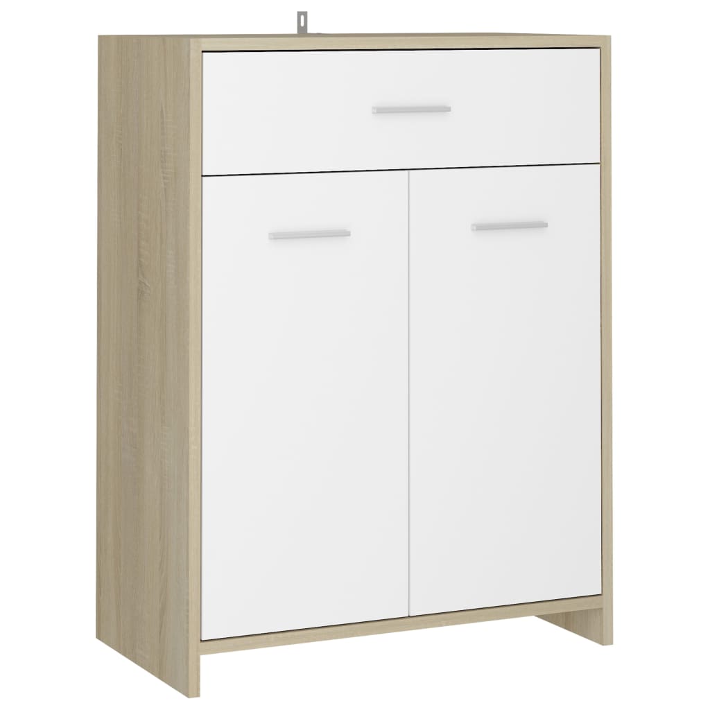 vidaXL Bathroom Cabinet White and Sonoma Oak 23.6"x13"x31.5" Chipboard