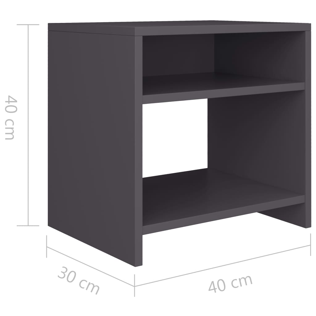 vidaXL Bedside Cabinet Gray 15.7"x11.8"x15.7" Engineered Wood