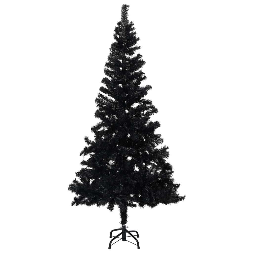 vidaXL Artificial Christmas Tree with LEDs&Stand Black 94.5" PVC