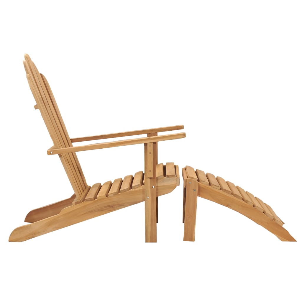 vidaXL Adirondack Chair with Footrest Solid Teak Wood
