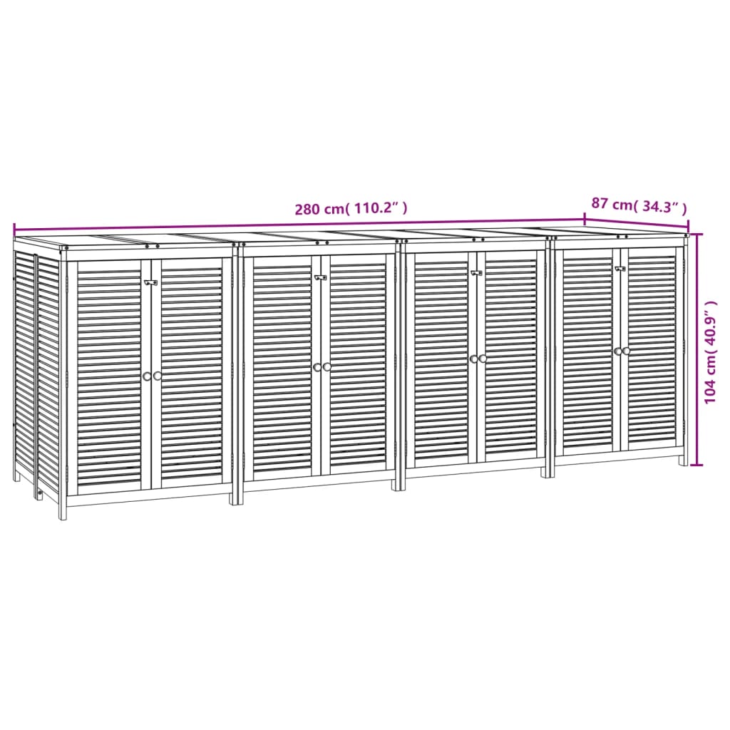 vidaXL Patio Storage Box 110.2"x34.3"x40.9" Solid Wood Acacia