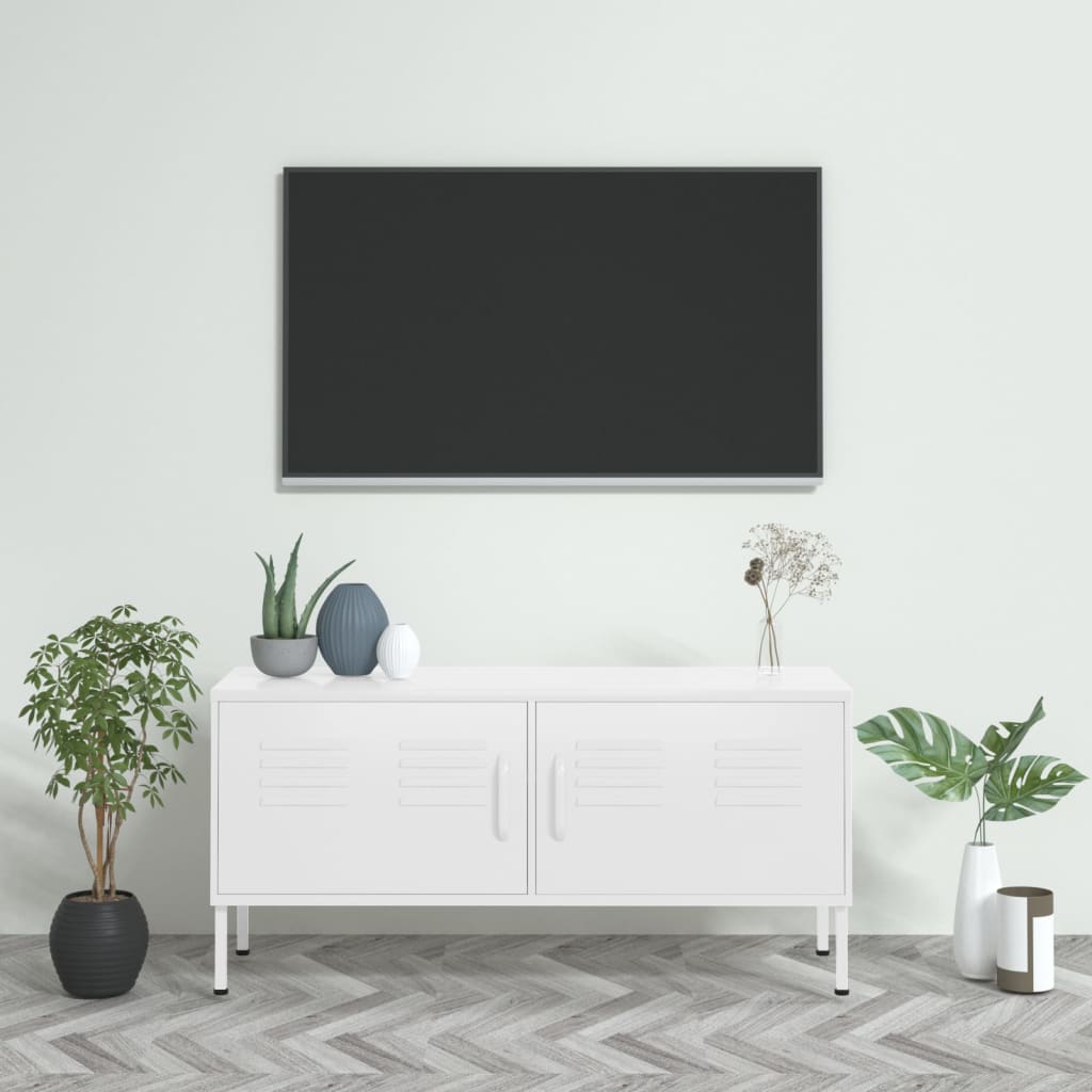 vidaXL TV Cabinet White 41.3"x13.8"x19.7" Steel