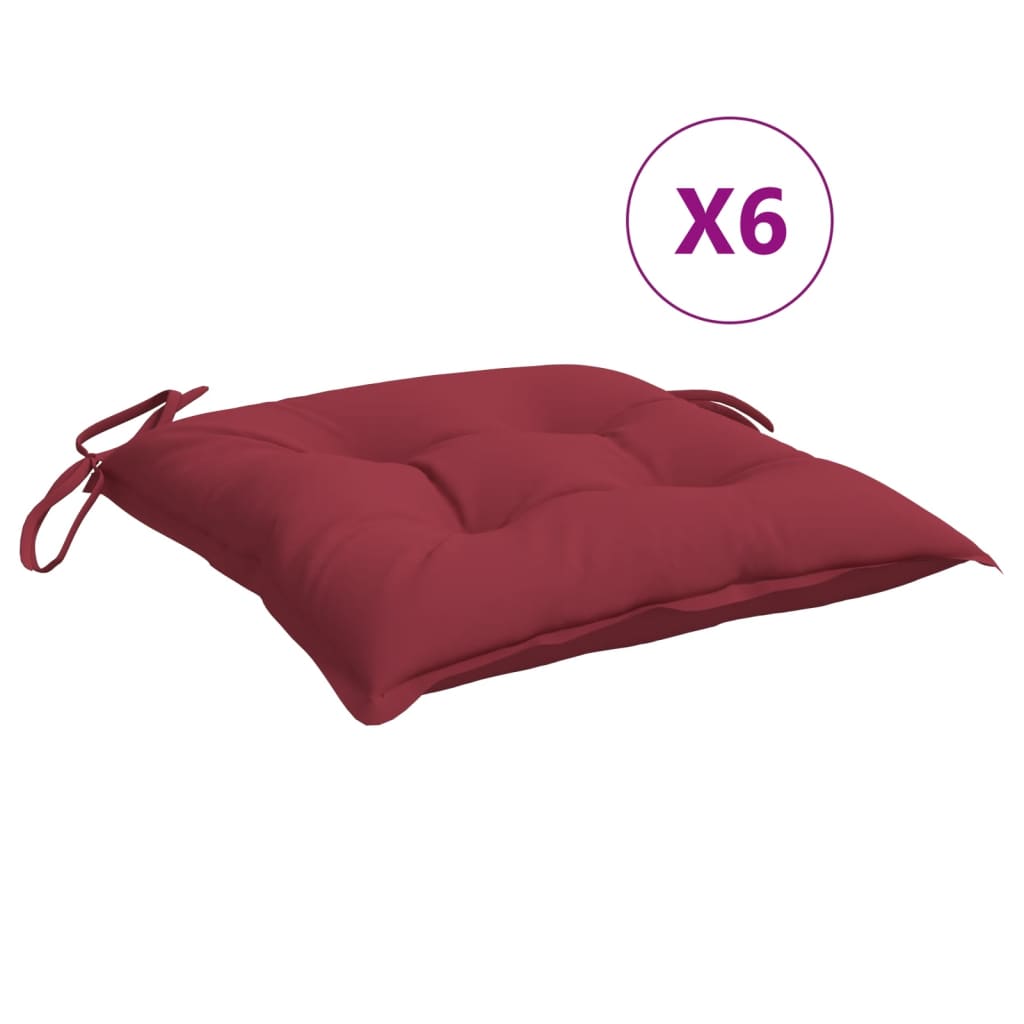 vidaXL Chair Cushions 6 pcs Wine Red 15.7"x15.7"x2.8" Oxford Fabric