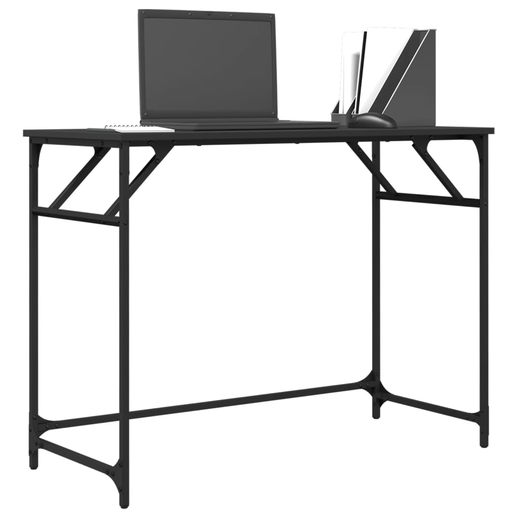 vidaXL Desk Black 39.4"x17.7"x29.9" Engineered Wood and Powder-coated Steel
