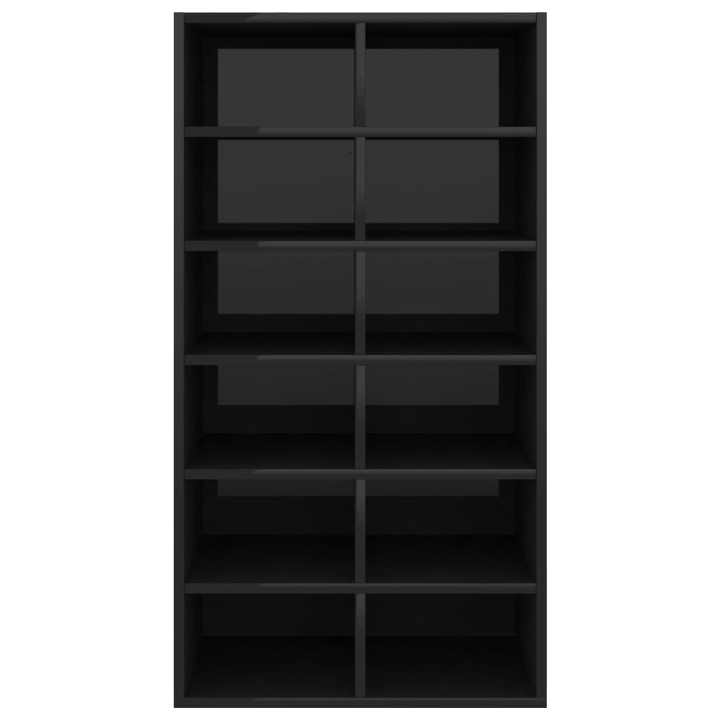 vidaXL Shoe Rack High Gloss Black 21.3"x13.4"x39.4" Engineered Wood