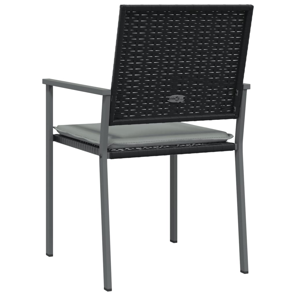 vidaXL Patio Chairs with Cushions 2 pcs Black 21.3"x24.6"x35" Poly Rattan