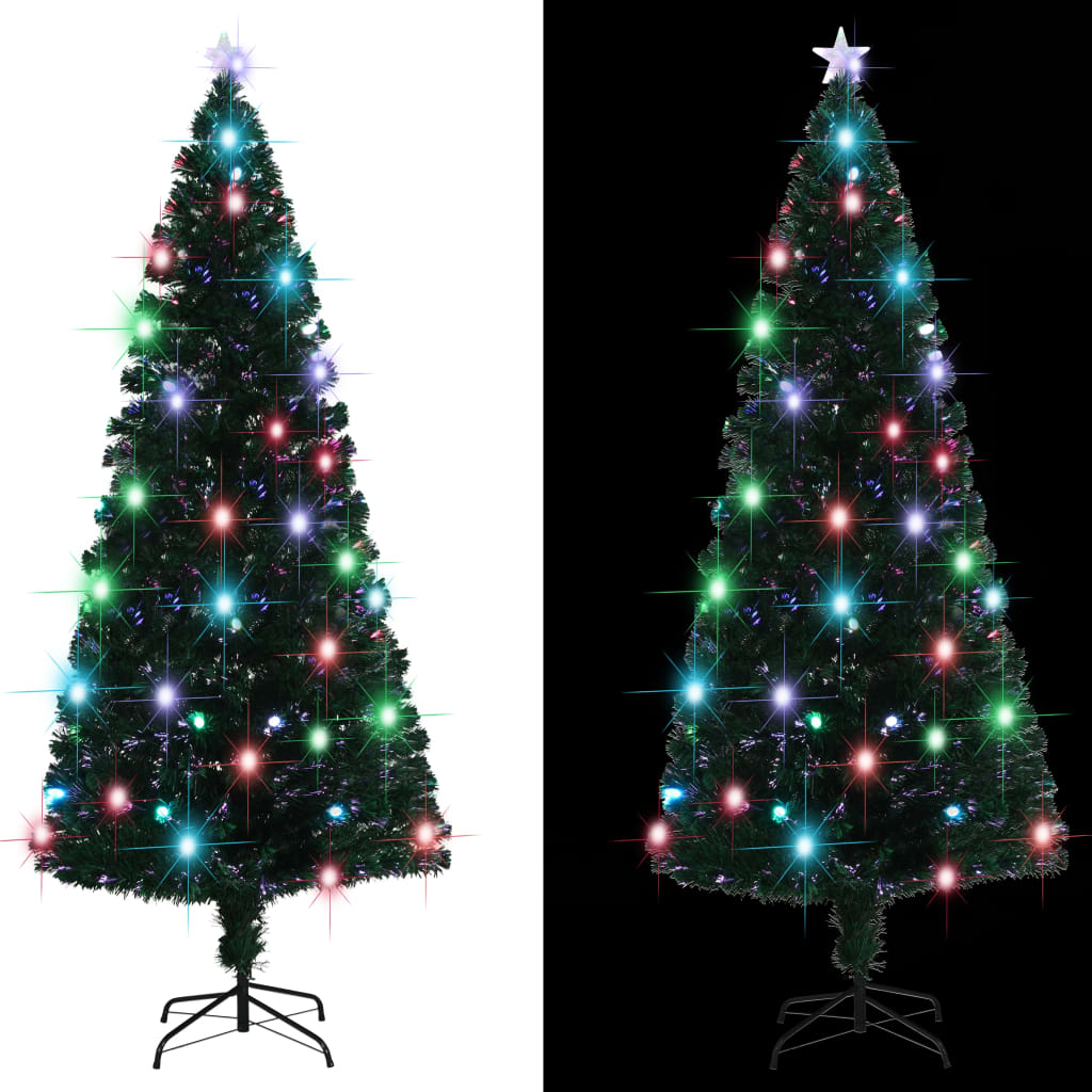 vidaXL Artificial Christmas Tree with Stand/LED 7 ft Fiber Optic