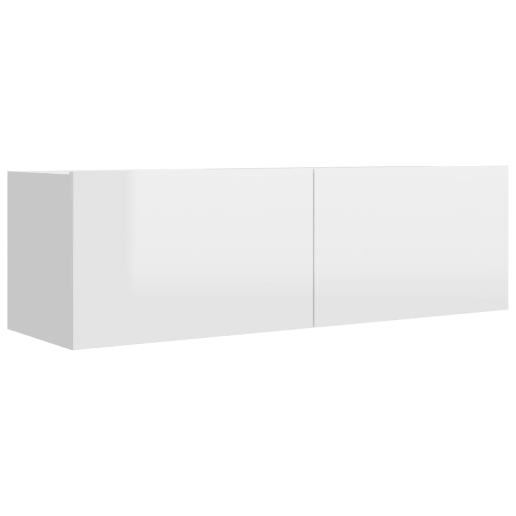 vidaXL 4 Piece TV Stand Set High Gloss White Engineered Wood