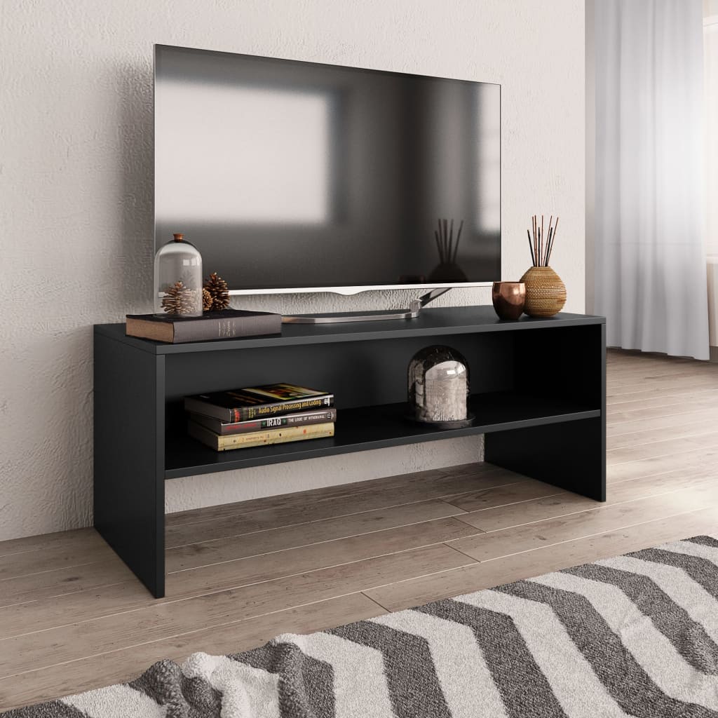vidaXL TV Stand Black 39.4"x15.7"x15.7" Engineered Wood