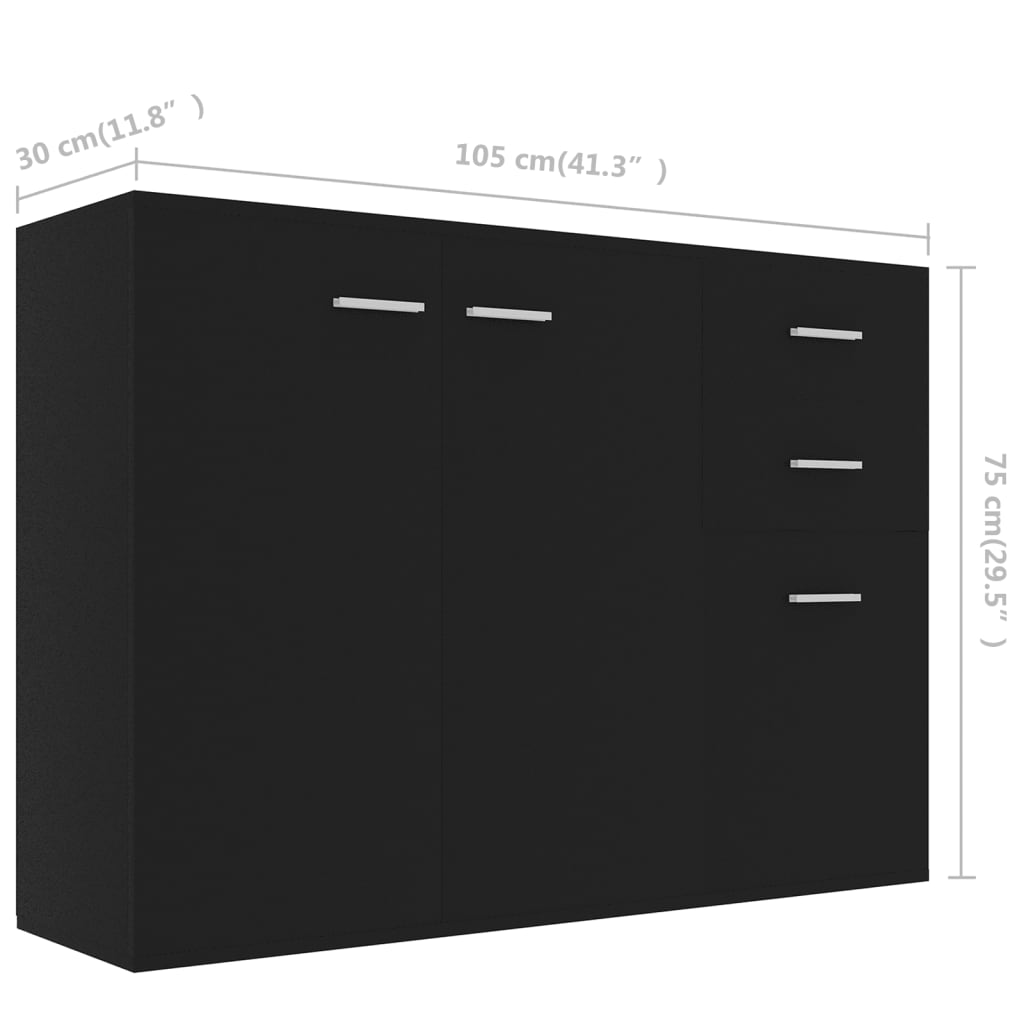 vidaXL Sideboard Black 41.3"x11.8"x29.5" Engineered Wood