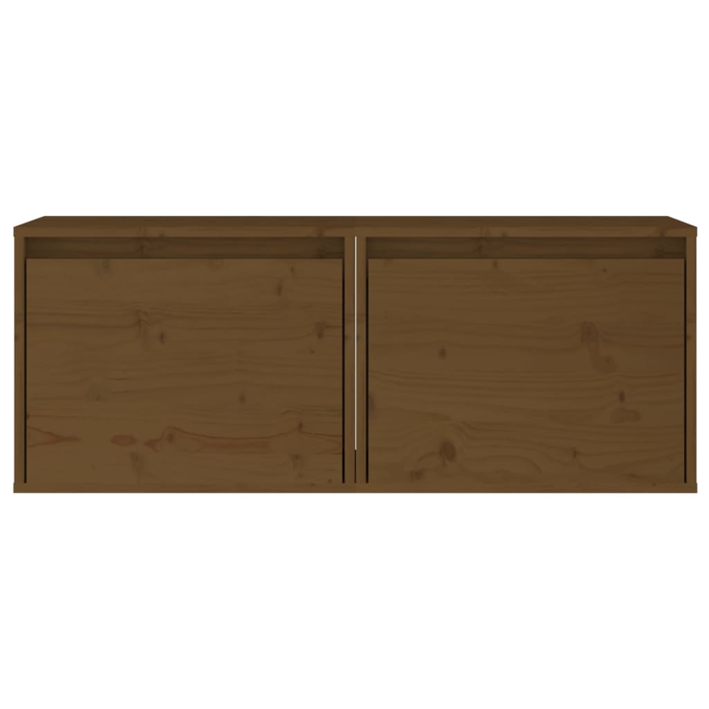 vidaXL Wall Cabinets 2 pcs Honey Brown 17.7"x11.8"x13.8" Solid Wood Pine