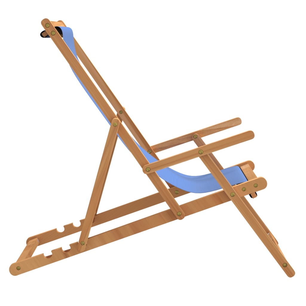 vidaXL Folding Beach Chair Solid Wood Teak Blue