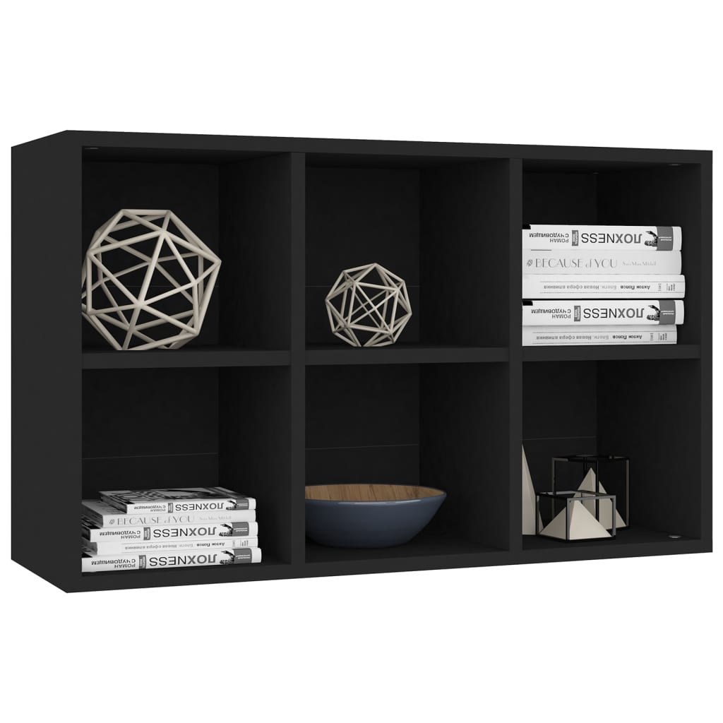 vidaXL Book Cabinet/Sideboard Black 26"x11.8"x38.5" Engineered Wood
