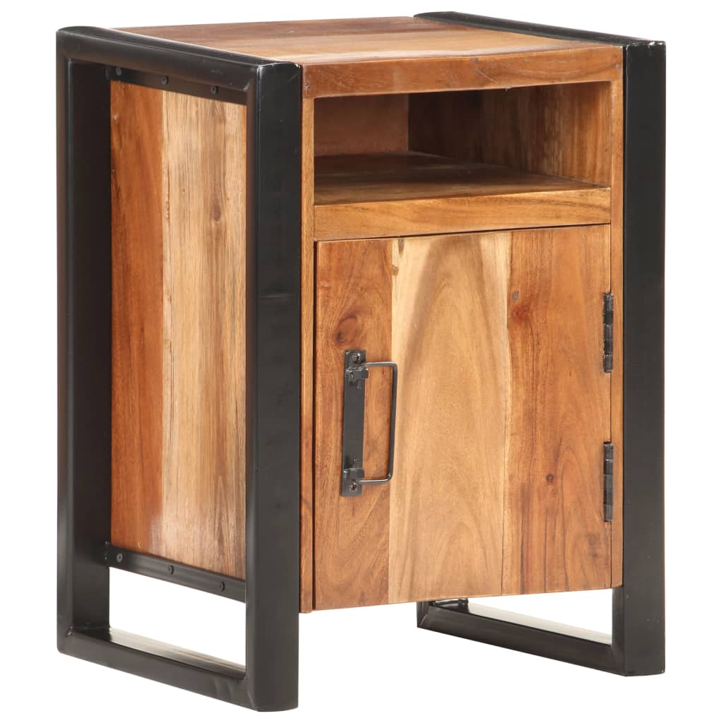 vidaXL Bedside Cabinet 15.7"x13.8"x21.7" Solid Acacia Wood in Sheesham Finish