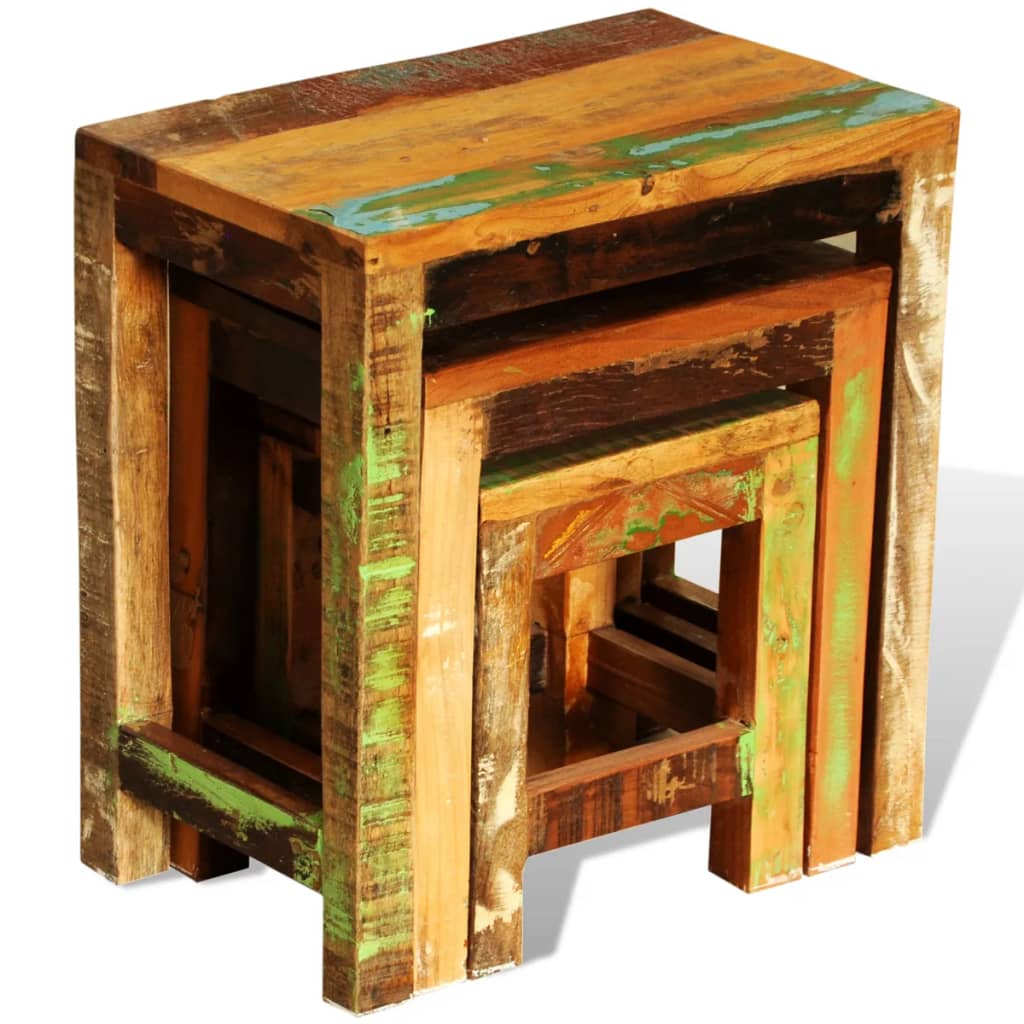 vidaXL Nesting Table Set 3 Pieces Vintage Reclaimed Wood