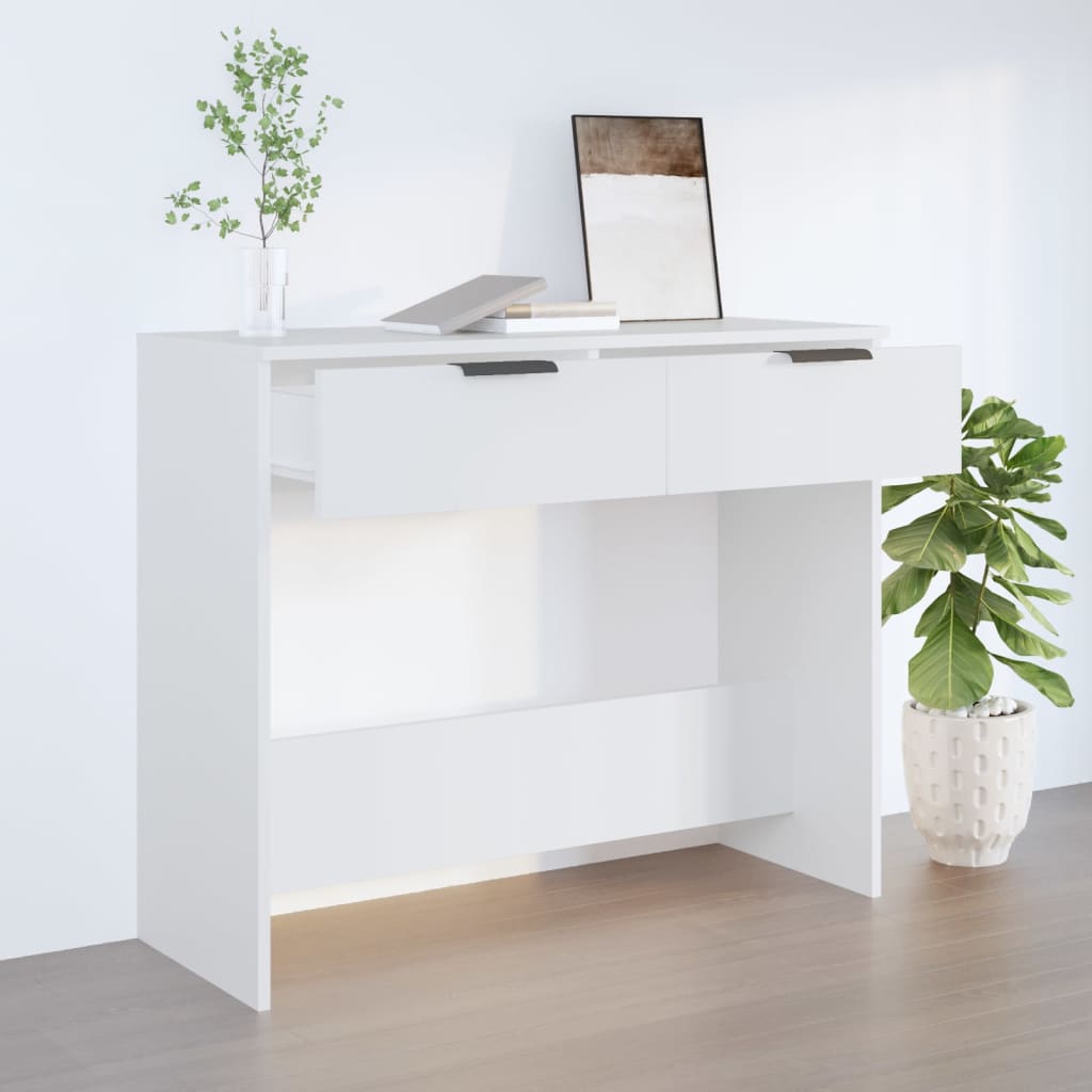 vidaXL Console Table White 35.4"x14.2"x29.5" Engineered Wood