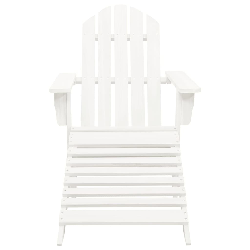 vidaXL Patio Adirondack Chair with Ottoman&Table Solid Fir Wood White