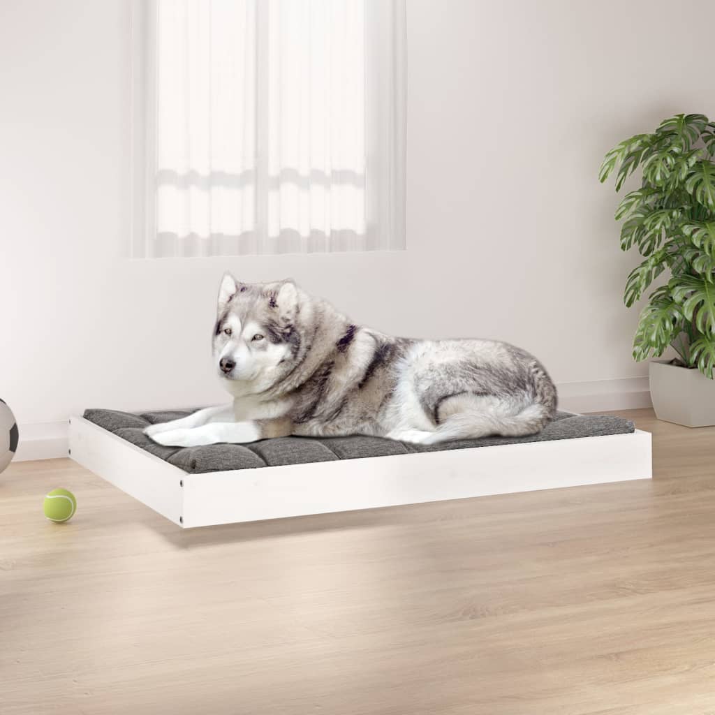 vidaXL Dog Bed White 40"x29.1"x3.5" Solid Wood Pine