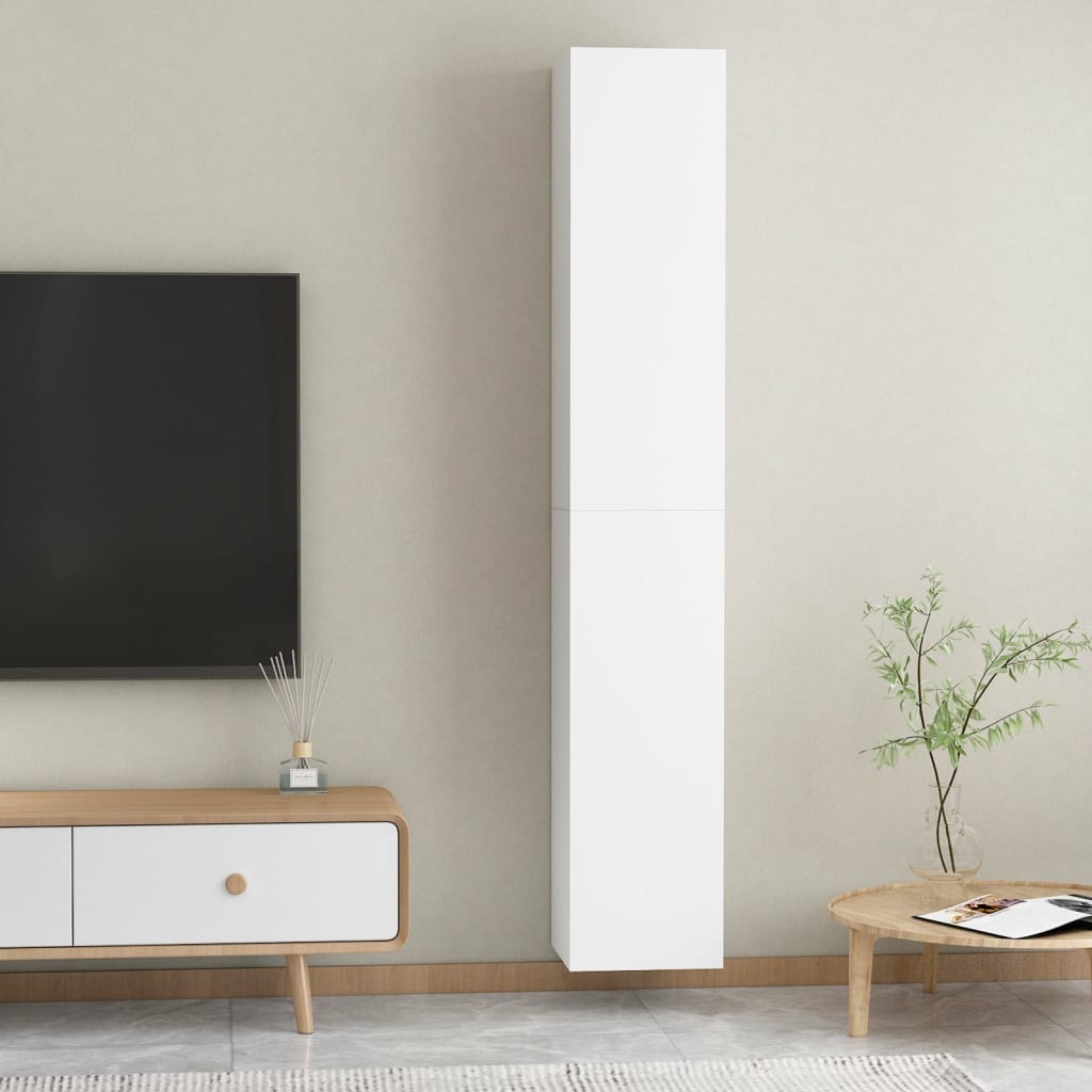 vidaXL TV Cabinets 2 pcs White 12"x11.8"x35.4" Engineered Wood