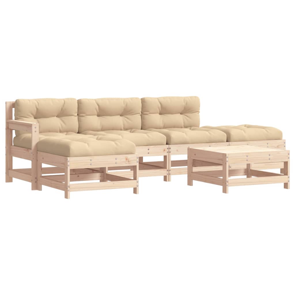 vidaXL 6 Piece Patio Lounge Set with Cushions Solid Wood