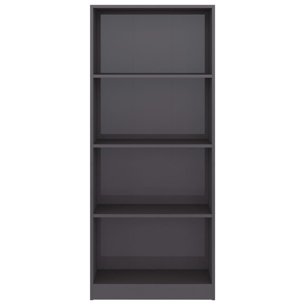 vidaXL 4-Tier Book Cabinet High Gloss Gray 23.6" x 9.4" x 55.9" Engineered Wood