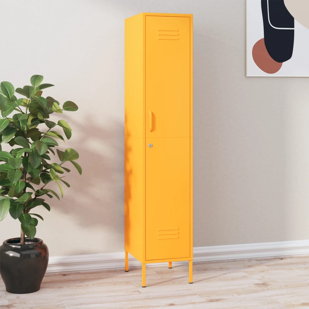 vidaXL Locker Cabinet Mustard Yellow 13.8"x18.1"x70.9" Steel