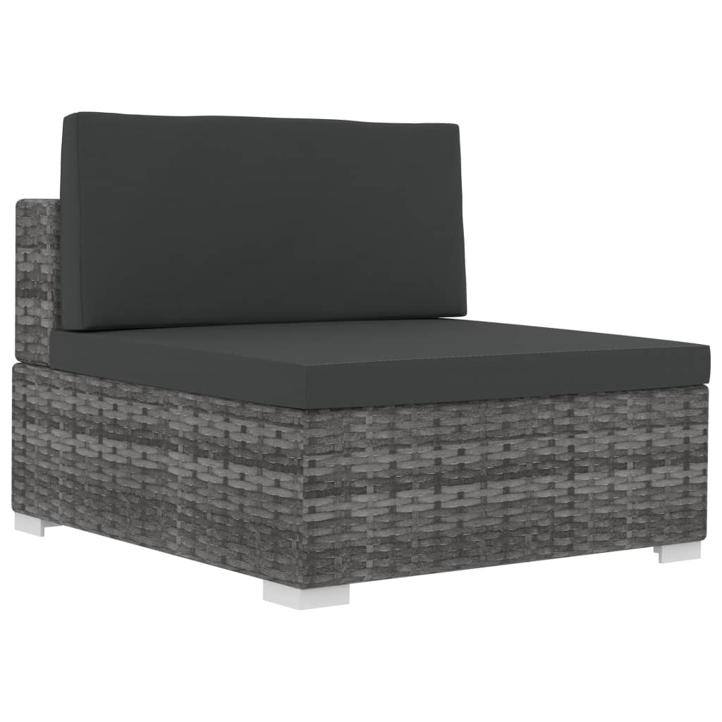 vidaXL 3 Piece Patio Sofa Set with Cushions Poly Rattan Gray