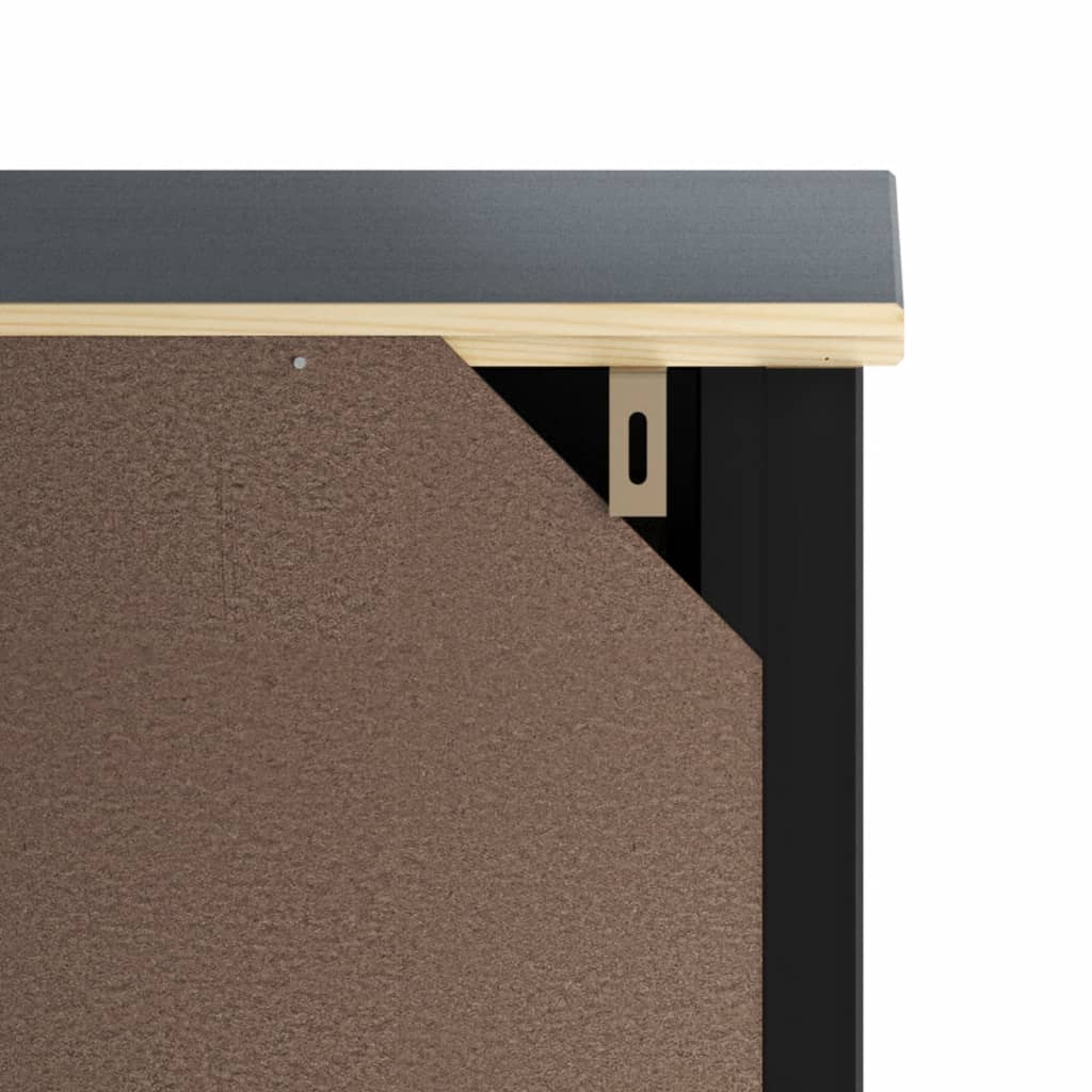 vidaXL Bathroom Cabinet BERG Black 15.7"x13.4"x31.5" Solid Wood Pine