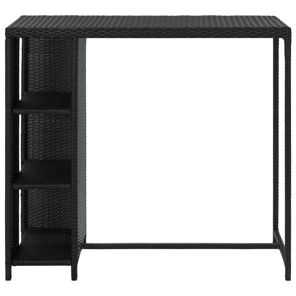 vidaXL Bar Table with Storage Rack Black 47.2"x23.6"x43.3" Poly Rattan