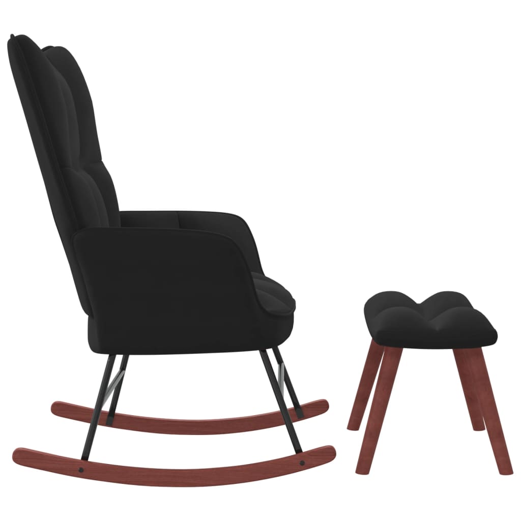 vidaXL Rocking Chair with Ottoman Black Velvet