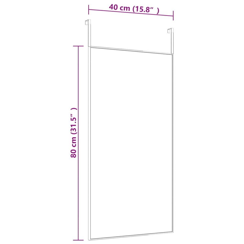vidaXL Door Mirror Black 15.7"x31.5" Glass and Aluminum