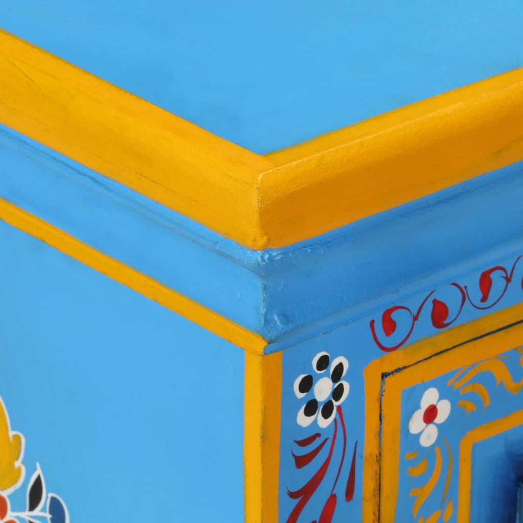 vidaXL Sideboard Solid Mango Wood Turquoise Hand Painted