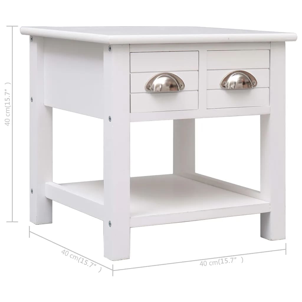 vidaXL Side Table White 15.7"x15.7"x15.7" Paulownia Wood