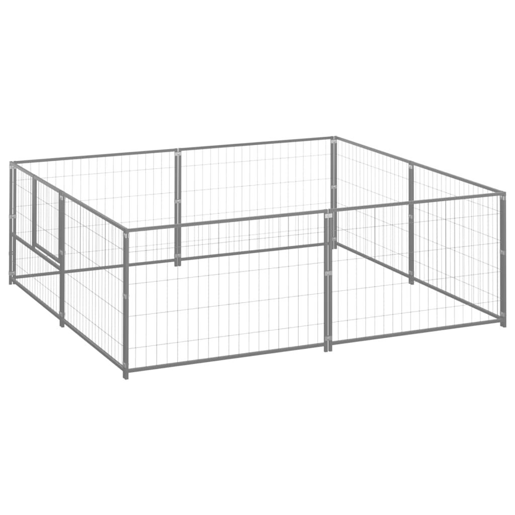 vidaXL Dog Kennel Silver 43.1 ft² Steel