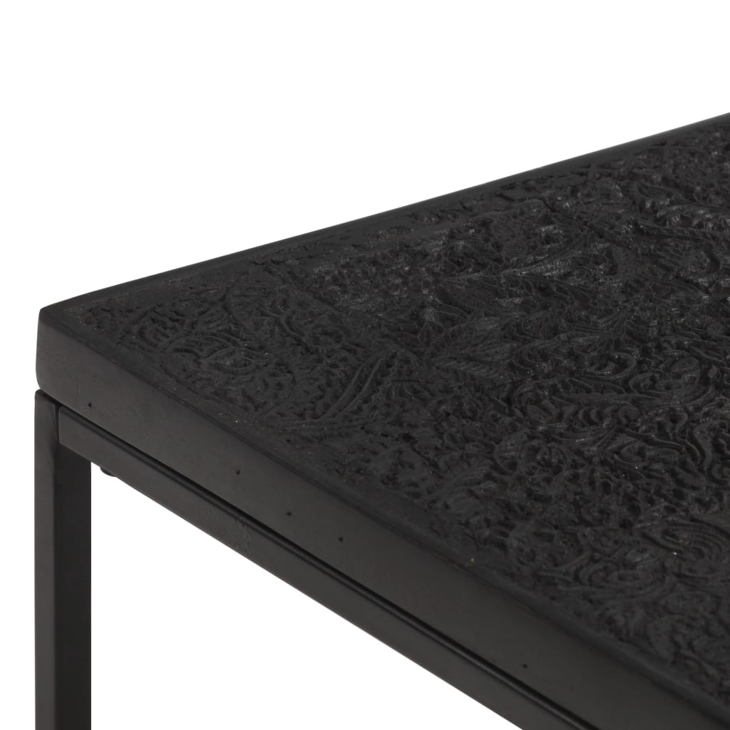 vidaXL Coffee Table Carved Top Black 43.3"x23.6"x13.4" Solid Mango Wood