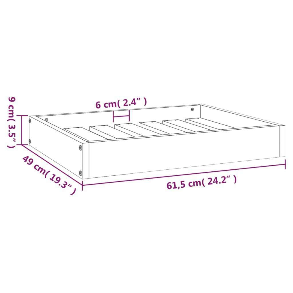 vidaXL Dog Bed White 24.2"x19.3"x3.5" Solid Wood Pine