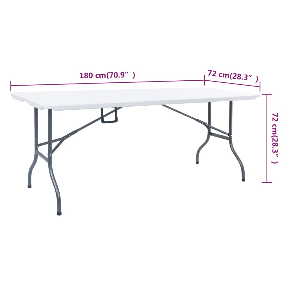vidaXL Folding Patio Table with 2 Benches 70.9" Steel and HDPE White
